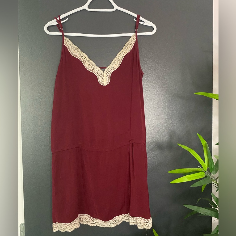Etam burgundy mini lace dress